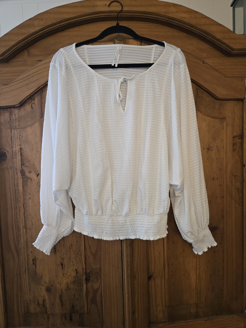 Anthropologie White Balloon-Sleeve Peasant Blouse